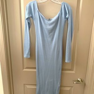 Blue off shoulder dress